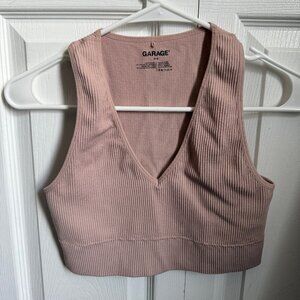 Garage Dusty Rose Color Ribbed Bralette Crop Top - Size S